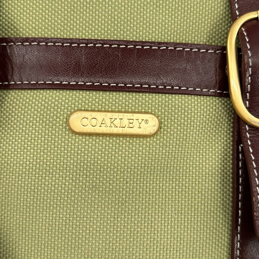 Coakley Laptop Bag green and brown leather